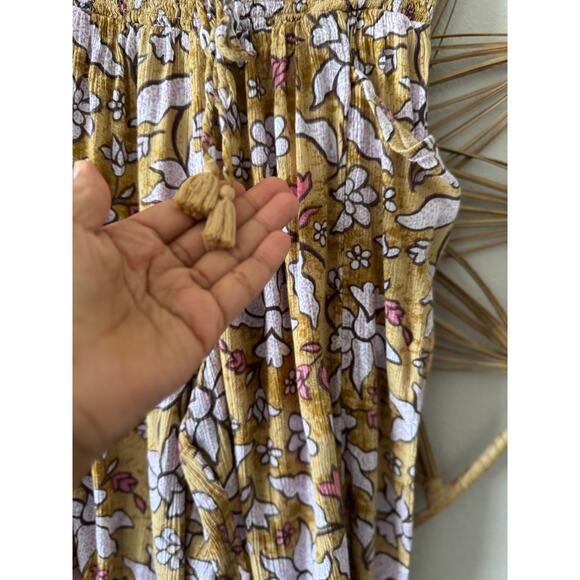 Aerie Smocked High Waist Floral Beach Lounge Pants Joggers w/ pockets SMALL - Picture 8 of 11